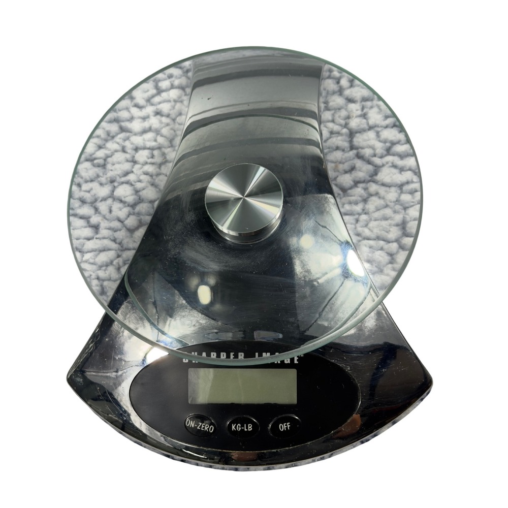Sharper Image Digital Kitchen Scale Silver Glass Chrome Electronic Modern Scale